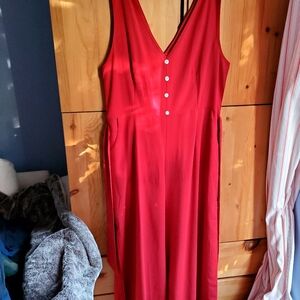 NWOT Red Capri Length Sleeveless Jumpsuit Size XL